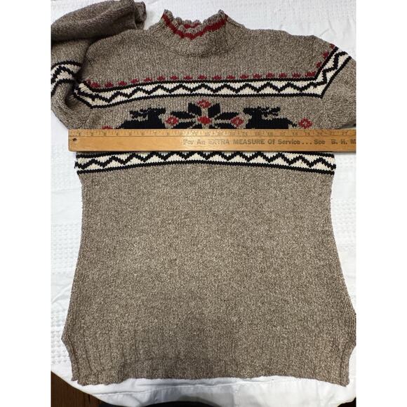 Vintage Eddie Bauer Sweater Snowflake Reindeer Cottage Cabin Wool Blend Sz M - Picture 7 of 11